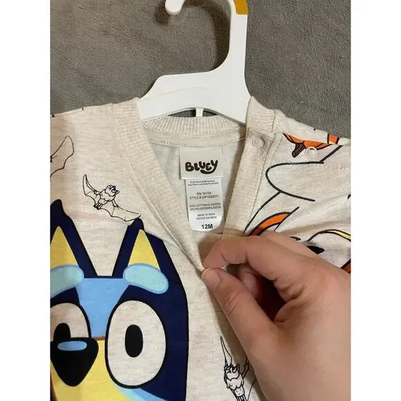 NWT Bluey Size 12M Baby Set Sweatshirt Pants Orange Halloween Winter Cozy - Picture 2 of 5